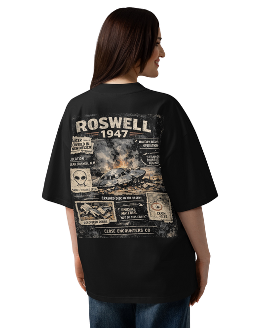 Declassified Roswell '47  — Unisex oversized organic high-neck t-shirt