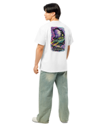 Specimen R Oversized Box Tee lifestyle shot — extraterrestrial specimen alien apparel | Close Encounters Co