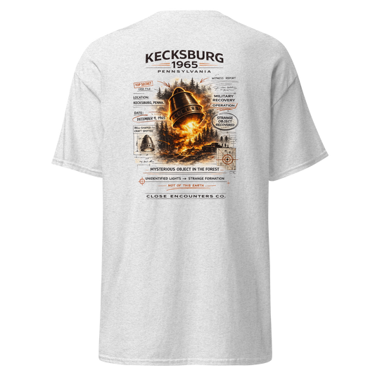 Kecksburg Signal UFO Tee back view — Kecksburg 1965 alien apparel | Close Encounters Co